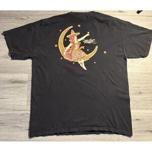 Miller High Life Beer Graphic Tee Mens L Black Vintage Style Moon Print